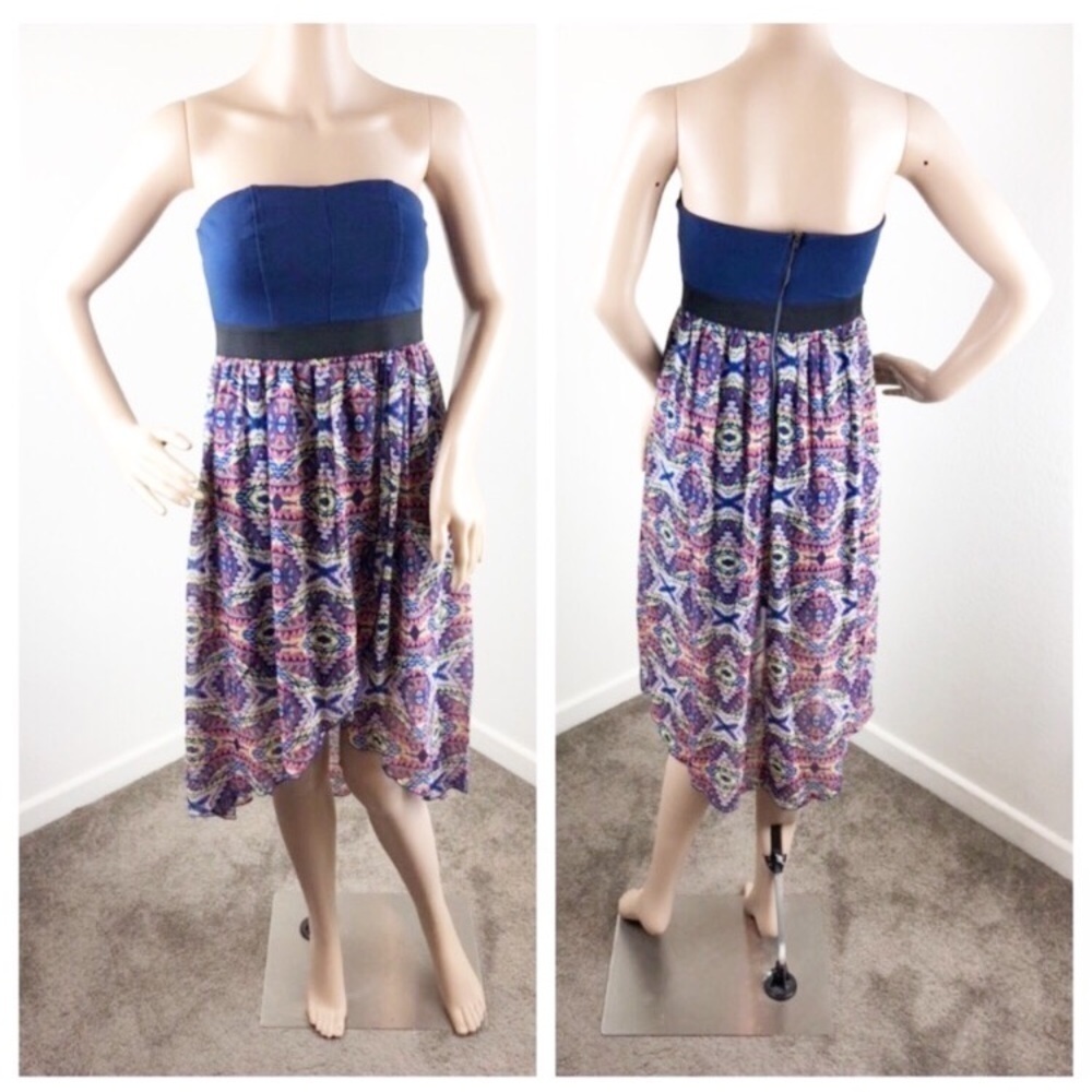 Xhilaration blue high low strapless dress